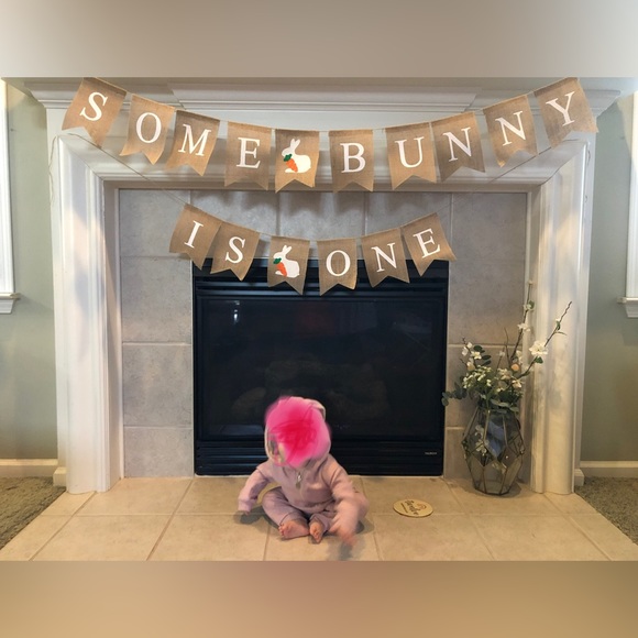 “Some Bunny Is One” Burlap Birthday Banner - Picture 4 of 4